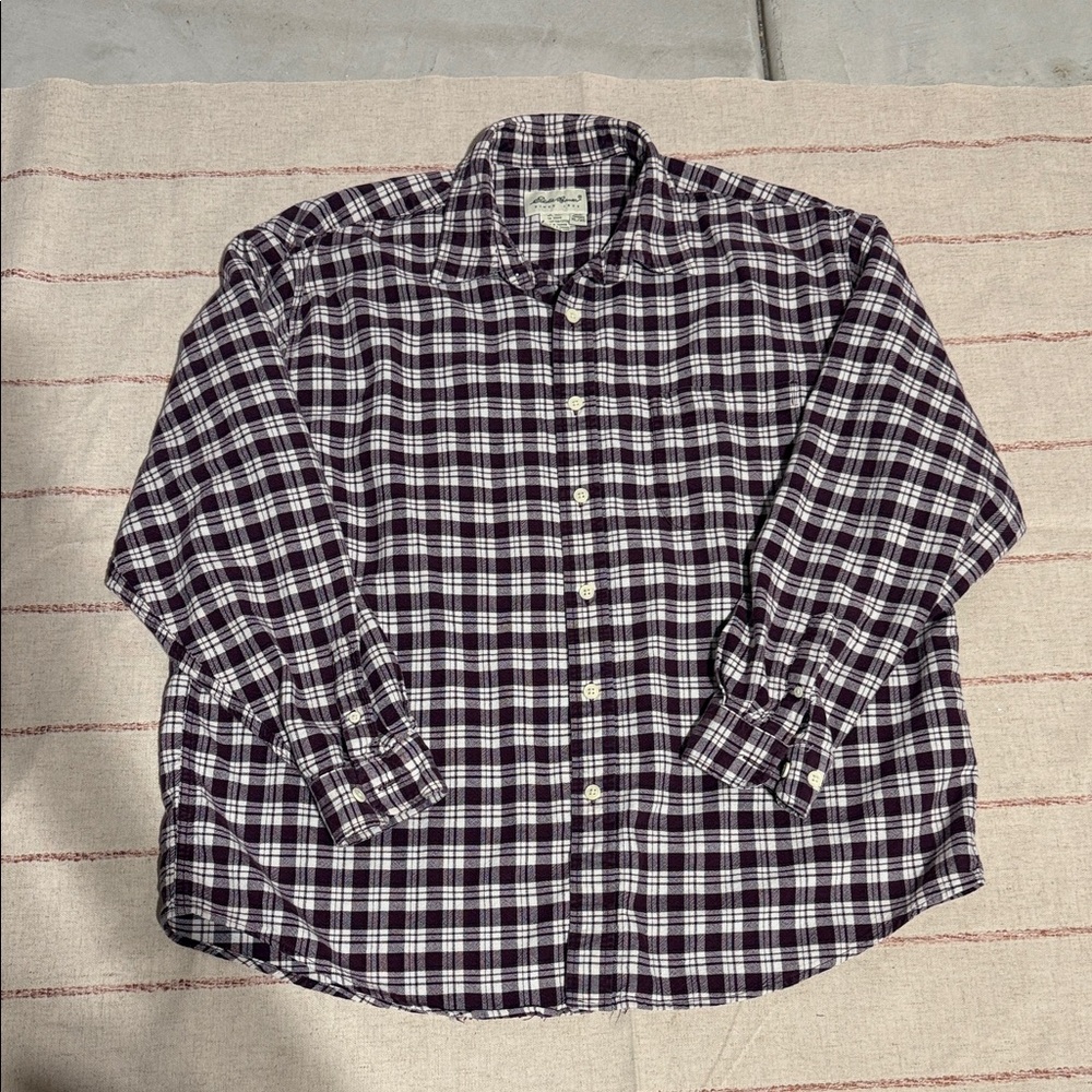 Eddie Bauer Men's Plaid Shirt - Black and Purple